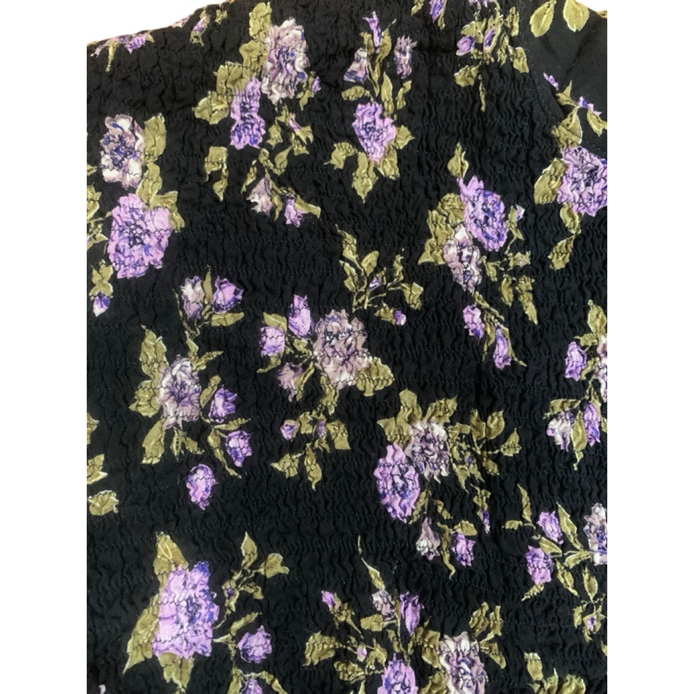Vntg 90’s Volup Women's Sunshine Starshine Black Purple Floral Jumpsuit L - Picture 3 of 6